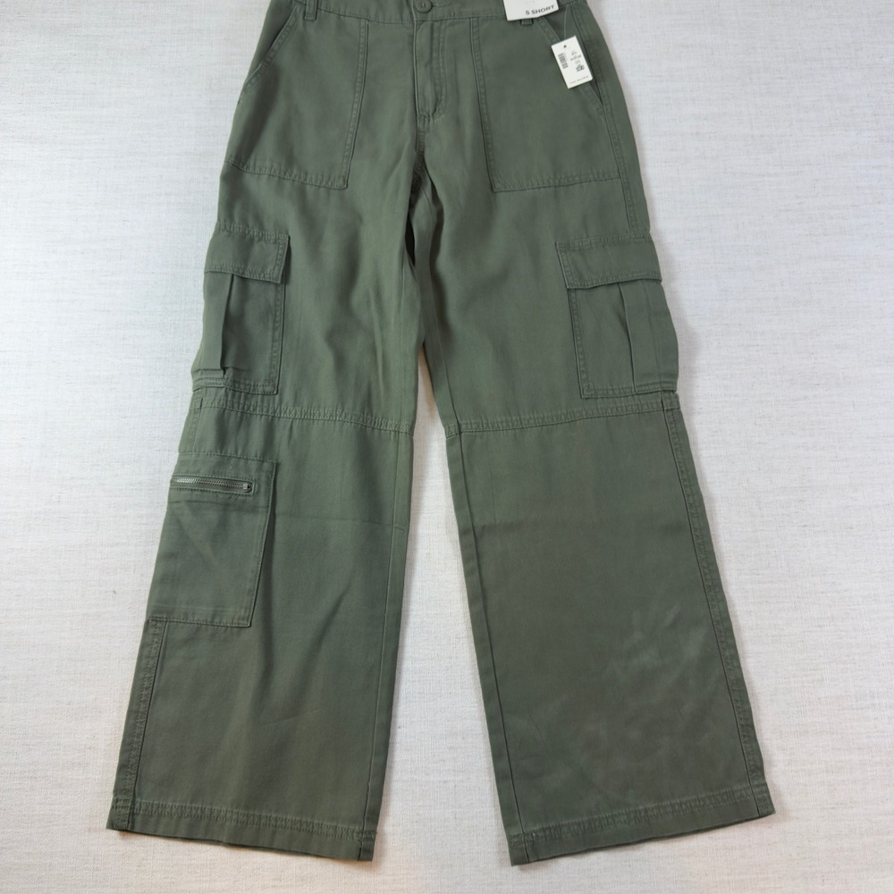 Aeropostale Utility Cargo Pants Womens S Short Olive Green Wide Leg NWT